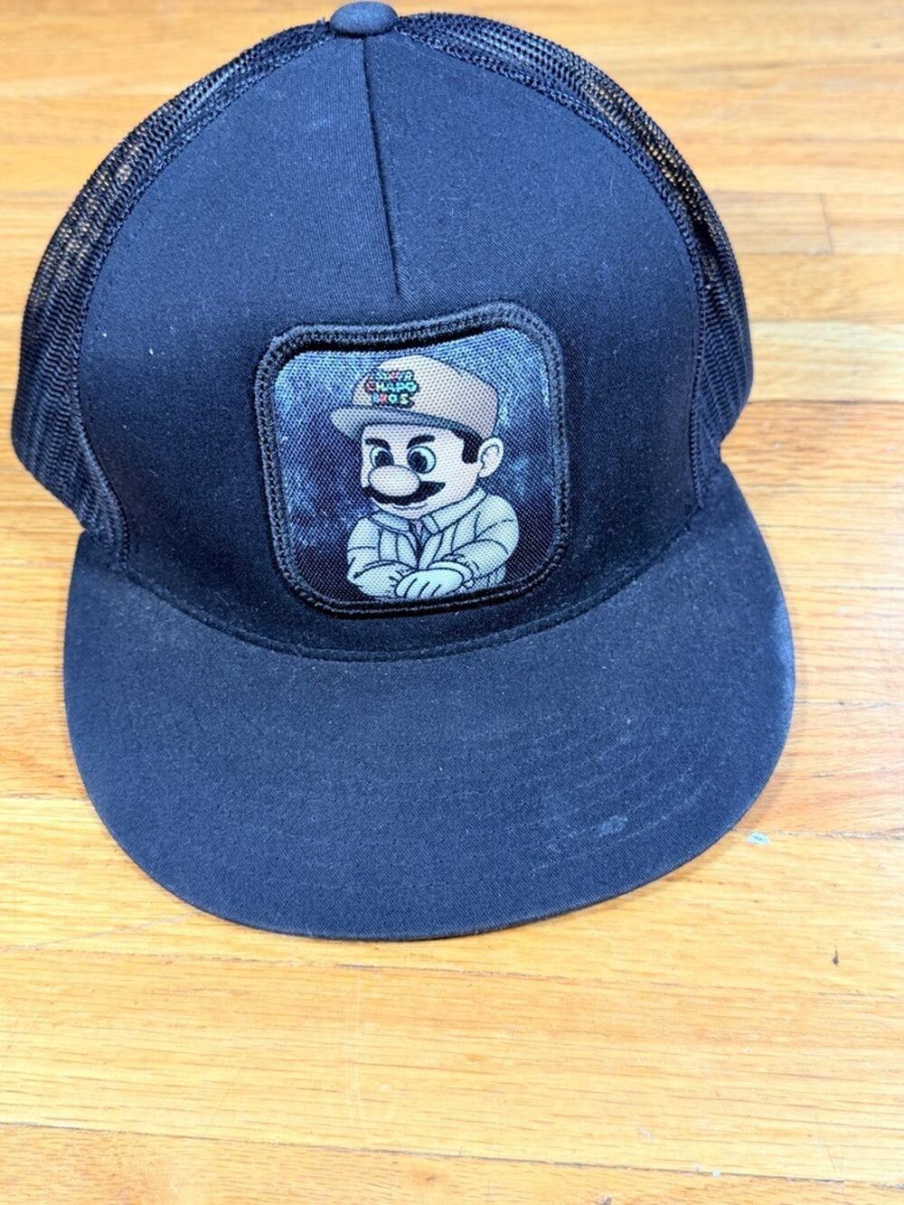 Mario Character Patch Trucker Hat Yupoong Classics Black Adjustable Snapback